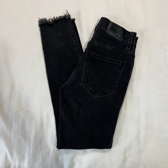 Madewell Black 10" High Rise Skinny Button Fly Fringe Jeans | Size 23P - Picture 7 of 7